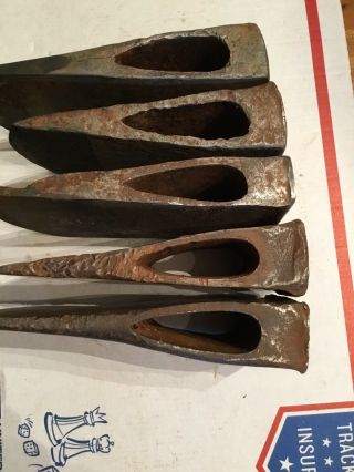 5 Old Hand Forged Wedge Axe Heads Maine