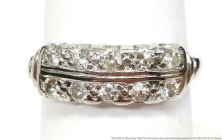 Antique Platinum 0.  50ctw Fine Diamond Art Deco Ladies Band Ring Size 6.  75