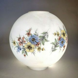 Vintage Gwtw Floral Flower Glass Ball Globe Banquet Parlor Oil Lamp Shade