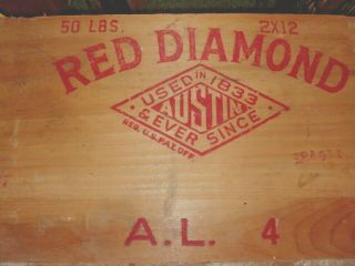 Vintage Red Diamond Explosive Dynamite Wood Crate Box