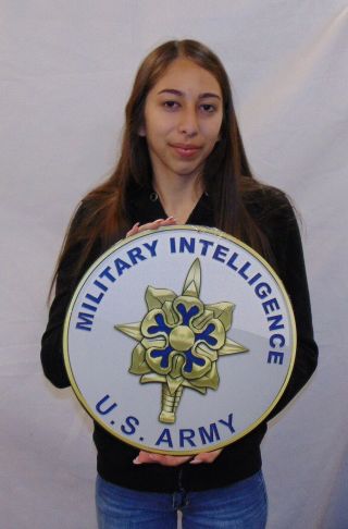 Us Army Military Intelligence All Metal Sign 14 " Round See Video For Discount
