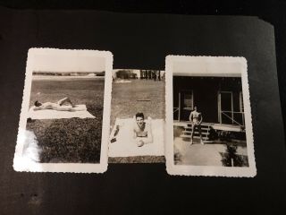 Vintage 1940s Photo Album Page 3 Photos Young Man In Bathing Suit Gay Interest