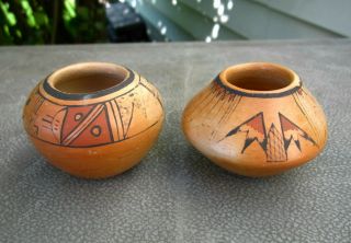 Vintage Native American Pueblo Pottery Small Bowls - Set Of Two - Hopi ?