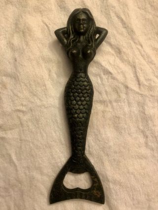 Large Vintage Heavy Cast Iron Mermaid Bottle Opener