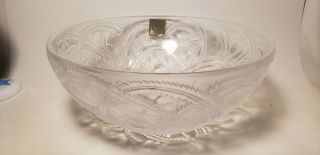 Antq Lalique Crystal Bowl - " Pinsons " - 4x9 In - Signed - France - Finches - 10 386 - 1930s