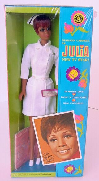 1968 Diahann Carroll Julia Tnt Nurse Doll Boxed Barbie Perfect Hair