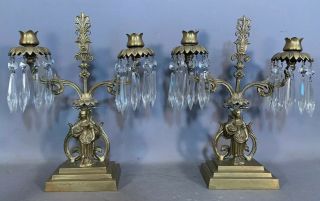 (2) Vintage Victorian Style Brass Figural Lady Statue Old Candelabra Candlestick