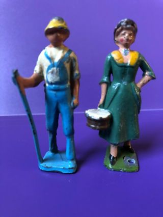 Vintage Antique Manoil Barclay Metal Farmer Man And Woman