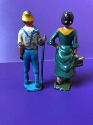 Vintage Antique Manoil BARCLAY metal farmer man and woman 2