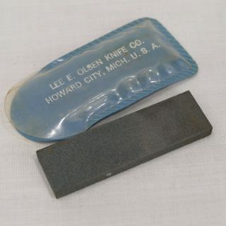 Rare Vintage Lee E.  Olsen Knife Co Howard City Mich Carborundum Pocket Stone