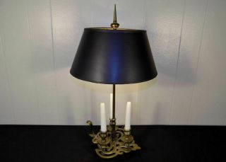 1972 Chapman Brass Candle Table Lamp Black Shade Bouillotte Style