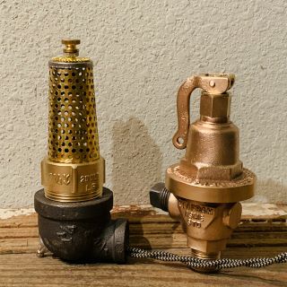 Vintage Brass Antique Steampunk Lamp Part,  Led Illuminated Valve,  Pressure Gauge