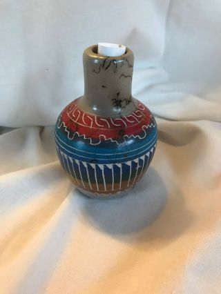 Native American Indian Navajo Hand Crafted Bud Vase.  Signed By The Artist.
