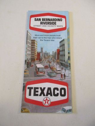 Vintage 1969 Texaco San Bernardino Riverside Street And Vicinity Road Map Box G