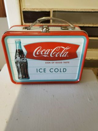 Miniature Coca - Cola Tin Lunch Box W/ Handle