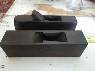 2 Ebony Wood Molding Planes.  Hand Made By Woodworker.  Missing Blades.  No Maker
