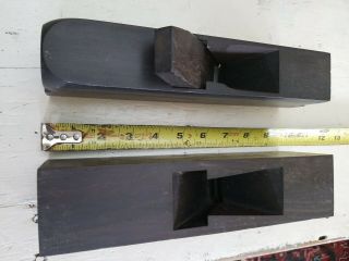 2 Ebony Wood molding Planes.  Hand made by woodworker.  Missing blades.  No maker 2
