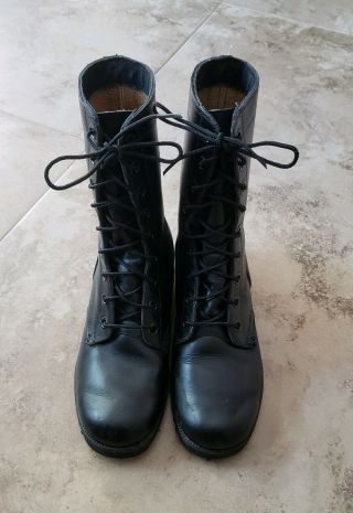 Vintage Vietnam Era Black Leather Combat Boots Men Size 7r 