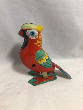 Wind - Up Tin Toy Parrot 5.  5 " Tall,  Made In China