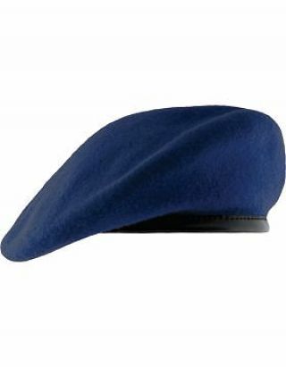 Beret (bt - D14/07) Bright Royal With Leather Sweatband Size 7 1/4 " (unlined)