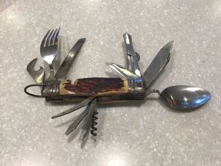Vintage Hobo Knife Spoon Fork Multi - Tool Camping,  Boy Scouts Knife