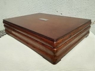 Large Vintage Wooden Cutlery Canteen Box / Storage Box With Cartouche