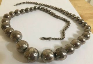 Vintage Sterling Silver Graduated Balls Beads Necklace 32 Inches Long 110 Grams 2