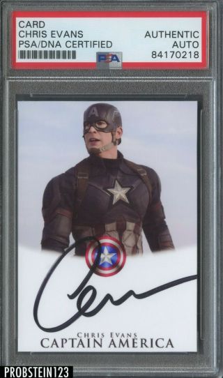Chris Evans Signed Captain America Insert Redemption Autograph Scarce Psa/dna