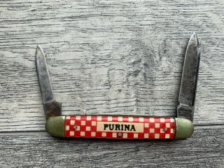 Vintage Purina Two Blade Pocket Knife By Kutmaster Utica N.  Y.  U.  S.  A.