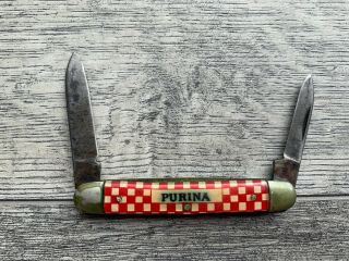 Vintage Purina Two Blade Pocket Knife By Kutmaster Utica N.  Y.  U.  S.  A. 2
