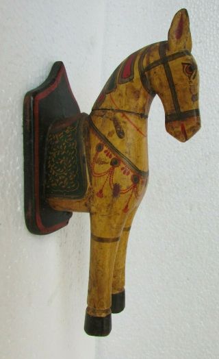 Vintage Old Hand Carved Wall Decorative Wooden Horse Bust Statue.
