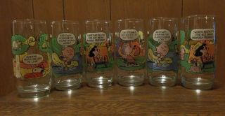 Set Of 6 Camp Snoopy Collector Glass Mcdonalds Charlie Brown (4,  2 Repeats)