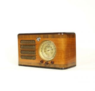 1941 Marshall D7 Vintage Wood Table Radio W/green Tuning Eye Set