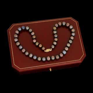 Antique Vintage Art Deco Retro 14k Gold 10 Mm D Tahitian Pearl Beaded Necklace