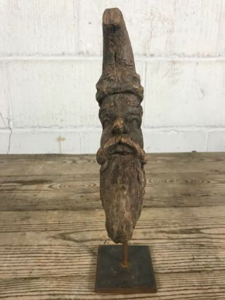 Vintage Antique Decorative Man in the Moon Wooden Carving Santa Wooden Carving 3