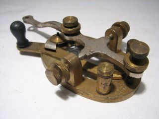 Vintage Brass Telegraph Paddle Key Signal Electric Mfg Co Ham Radio Morse Code