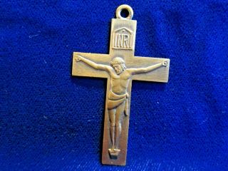 Vintage Cross Crucifix Brass Shrine Of The Little Flower Royal Oak,  Michigan
