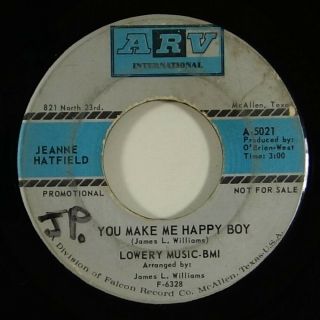 Jeanne Hatfield " You Make Me Happy Boy " Northern Soul/funk 45 Arv Intl Promo Mp3