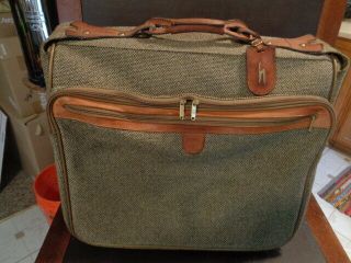 Vintage Hartmann Tweed Leather Rolling Carry On Luggage Garment Bag Suitcase 22 "