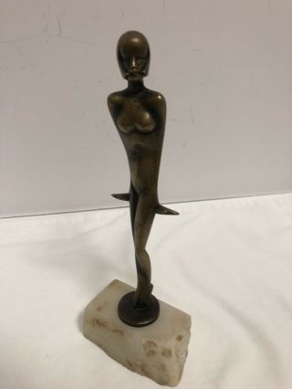 Statue Sculpture Woman Pixie Art Deco Style Art Nouveau Style Solid Bronze