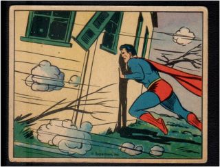Superman 1940 Gum Inc Card Set 57 " Battling The Hurricane " Tough Hi Number