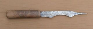 Antique File Blade Knife With Unusual Shape Primitive Looking Wooden Handle