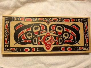 Clarence Wells Wood Box Art Northwest Coast Haida Canada First Nations Signed