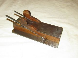 Vintage Wooden And Steel Double Side Rebate Plane Woodworking Tool Plane