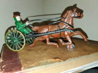 Vintage Cast Iron Toy - Horse & Racing Sulky