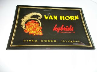 Old Vintage Van Horn Hybrids Glass Dish - Tray Cerro Gordo,  Illinois,  Farm,  Corn