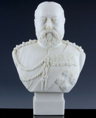 Great 1901 Robinson & Leadbeater Lawton Parian Bisque Bust Of King Edward Vii