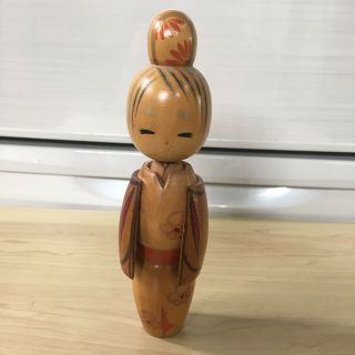 Japanese Vintage Kokeshi Doll Wooden 6.  89 Inches 17.  5 Cm Signed