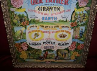 Vintage LORD ' S PRAYER lithograph,  early 1900s.  intricate frame, 3