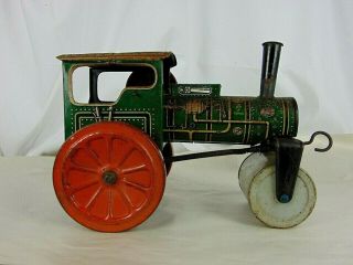 Vintage Mechanical Wind Up Tin Toy Steam - Roller Made In U S Zone Germany ?